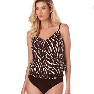 Miraclesuit Brown and White Bikini Swim